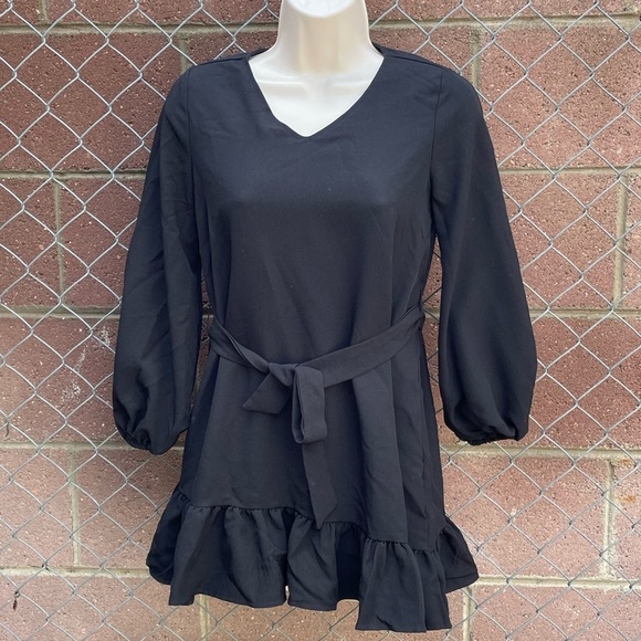 Long Sleeve Girls Dress Sleeve Ruffle Hem Belted SHEIN Medium - Picture 3 of 7